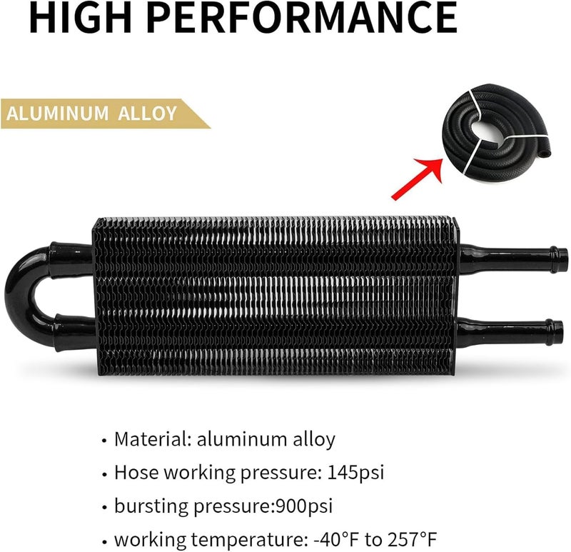 HTRACING 2 Pass Tube and Fin Transmission Cooler Universal 5/16" Oil Cooler Kit Aluminium Black - Image 5